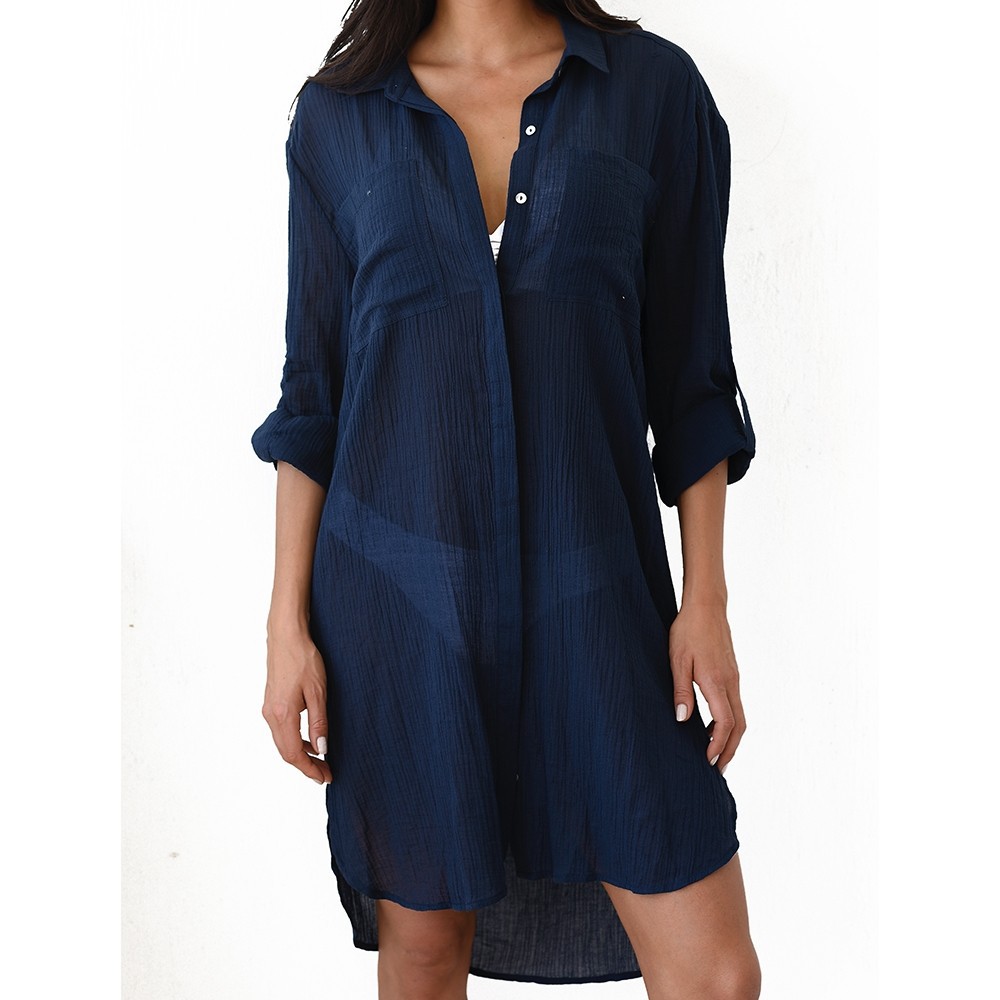 F4814-2 Beach Cover up Black Tunic